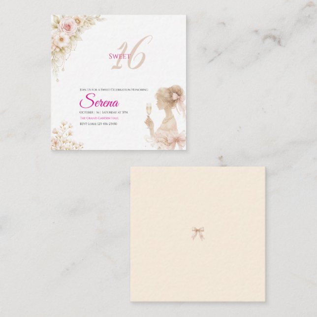 Flower Dreamy Soft Sweet 16 Birthday Note Card (Front/Back)