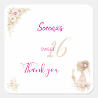 Flower Dreamy Soft Sweet 16 Birthday Sticker