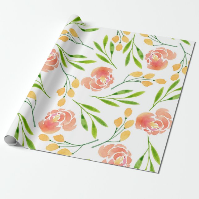 Flower Earrings Wrapping Paper (Unrolled)