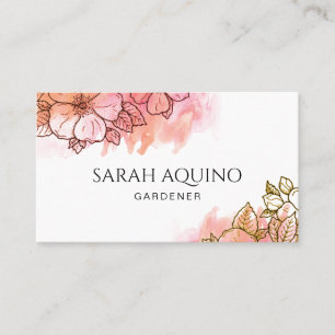 Flower Edge Water Colour Wash Gardener Business Card