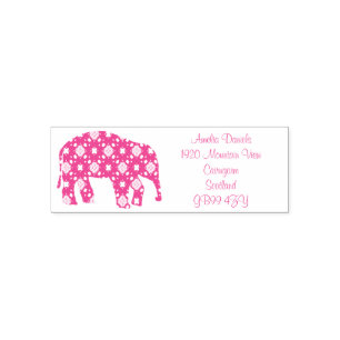 Flower Elephant Address Self-inking Stamp