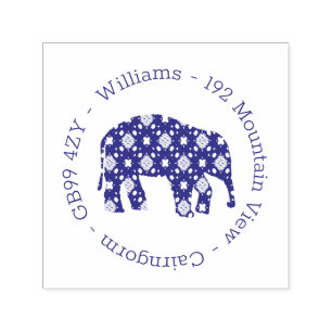 Flower  Elephant Address  Self-inking Stamp