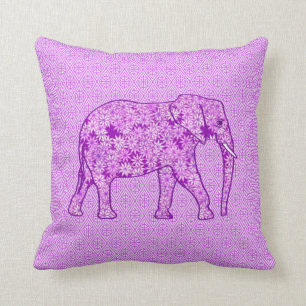 Flower elephant - amethyst purple cushion