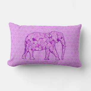 Flower elephant - amethyst purple lumbar cushion