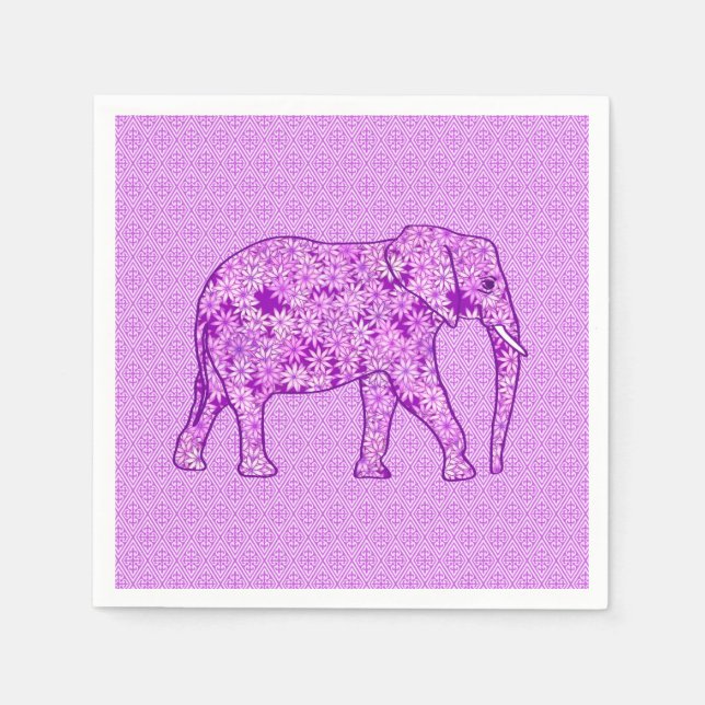 Flower elephant - amethyst purple napkin (Front)