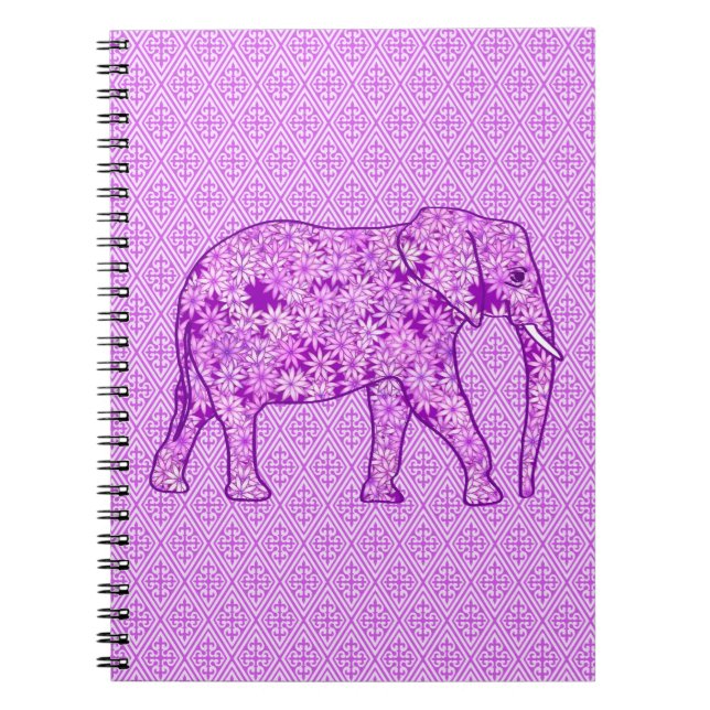 Flower elephant - amethyst purple notebook (Front)