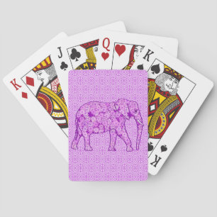 Flower elephant - amethyst purple playing cards