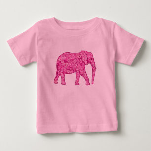 Flower elephant - fuchsia pink baby T-Shirt