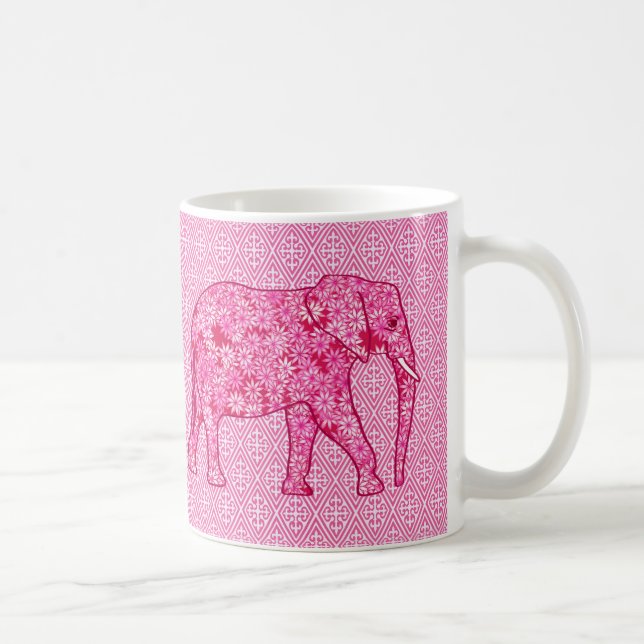 Flower elephant - fuchsia pink coffee mug (Right)