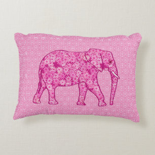 Flower elephant - fuchsia pink decorative cushion