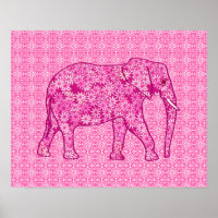 Flower elephant - fuchsia pink