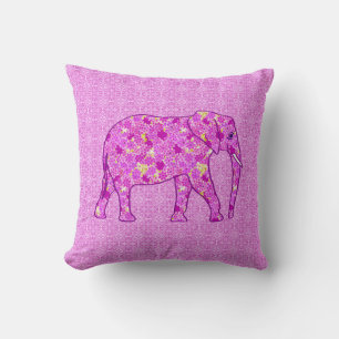 Flower elephant - orchid and magenta cushion