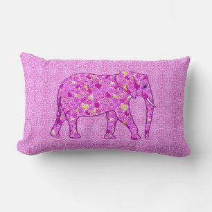 Flower elephant - orchid and magenta lumbar cushion