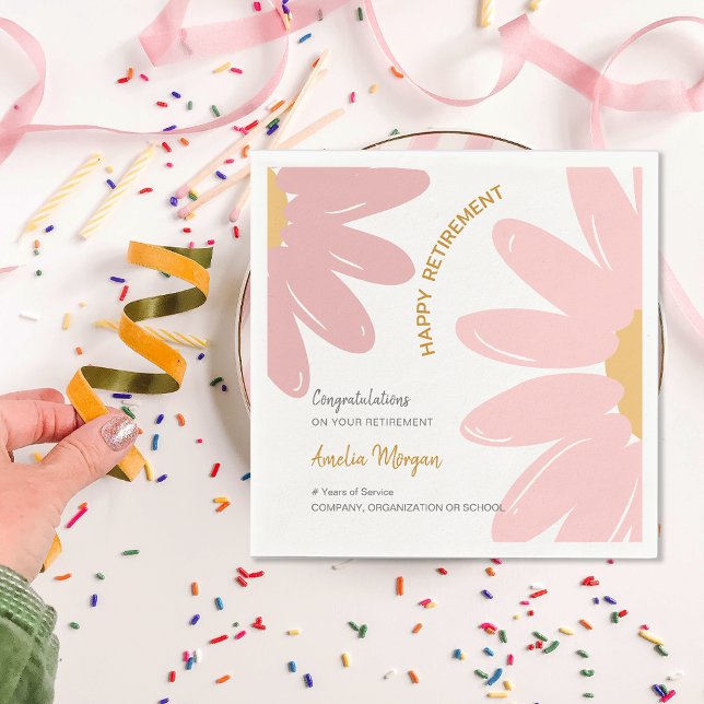 Flower Employee Staff Happy Retirement Party Napkin (Flower Employee Staff Happy Retirement Party Napkins)