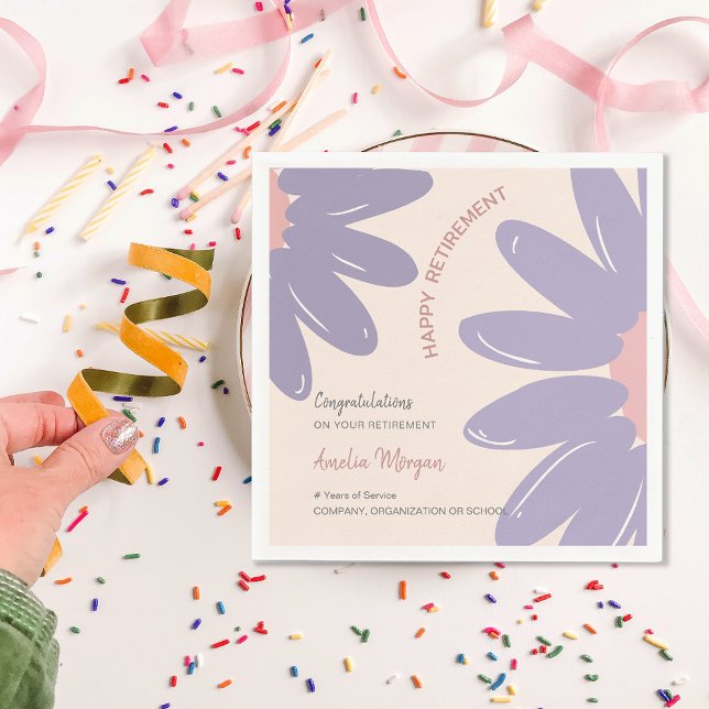 Flower Employee Staff Happy Retirement Party Napkin (Flower Employee Staff Happy Retirement Party Napkins)