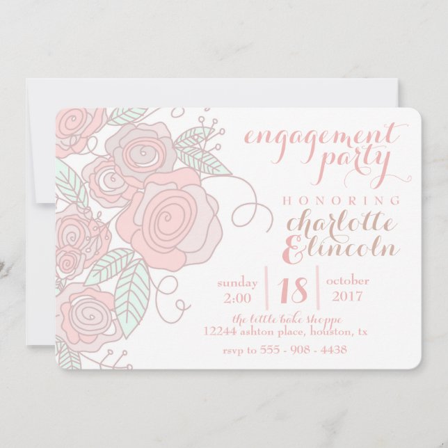 Flower engagement party invitation (Front)