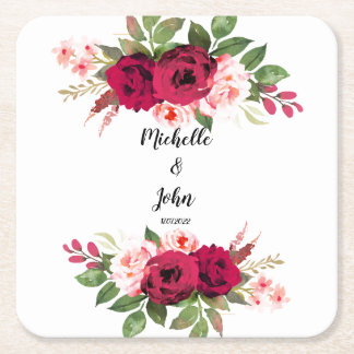 Flower Eucalyptus Greenery Gift Tags Square Paper Coaster