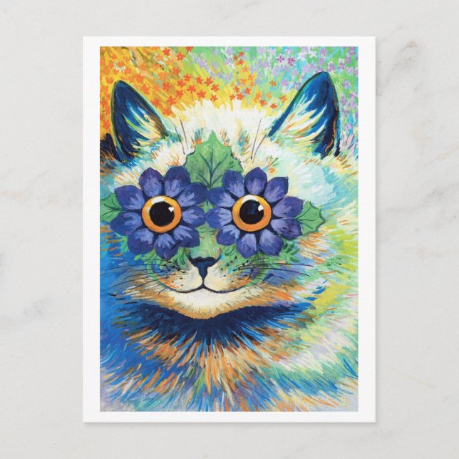Flower Eyes Cat, Louis Wain Postcard (Front)