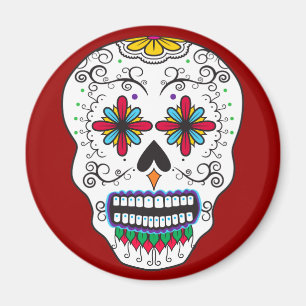 Flower Eyes Sugar Skull Magnet