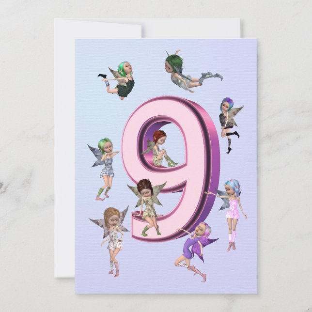 Flower fairies 9th Birthday Party invitation (Front)