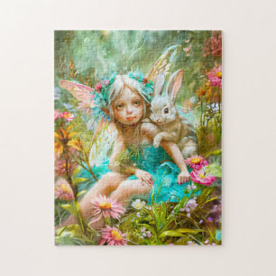 Flower Fairy and Gentle Rabbit Jigsaw Puzzle