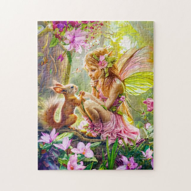 Flower Fairy and Playful Squirrel Jigsaw Puzzle (Vertical)
