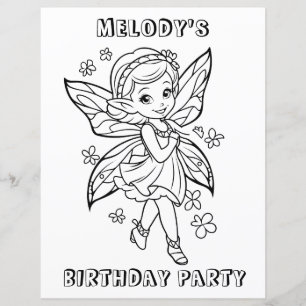 Flower fairy birthday party coloring activity