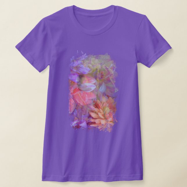 Flower Fairy Double Exposure Fantasy Art T-Shirt (Laydown)