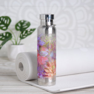 Flower Fairy Double Exposure Fantasy Art Water Bottle
