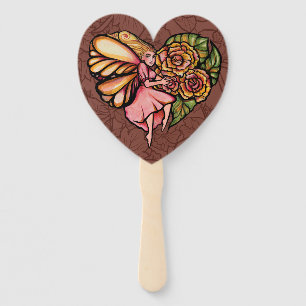 Flower Fairy Garden Heart Flowers Fairies         Hand Fan