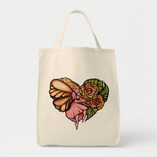 Flower Fairy Garden Heart Flowers Fairies          Tote Bag