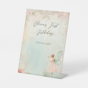 Flower fairy girl Birthday Gift&Card Pedestal Sign
