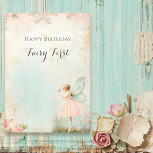 Flower fairy girl Birthday Holiday Card