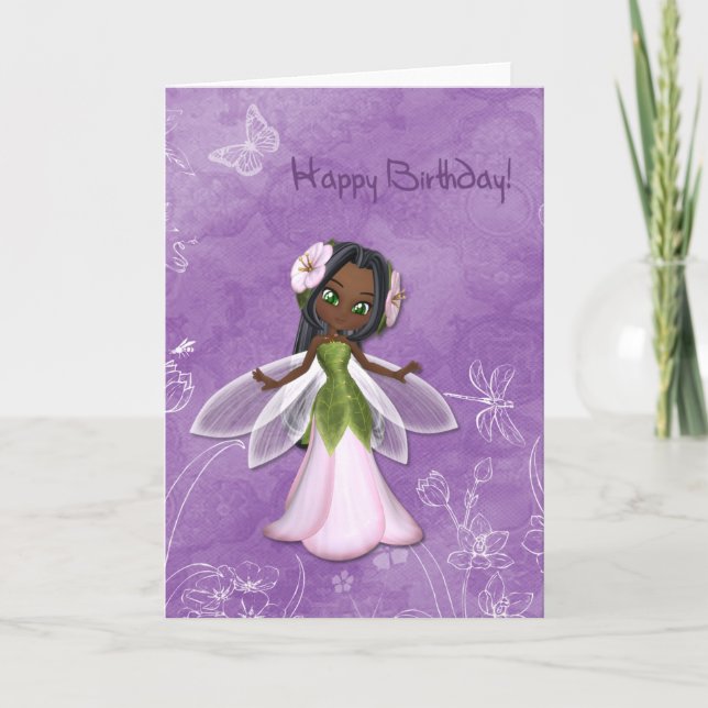 Flower Fairy Happy Birthday Card (Front)