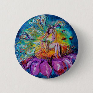 FLOWER FAIRY IN THE NIGHT Fantasy 6 Cm Round Badge