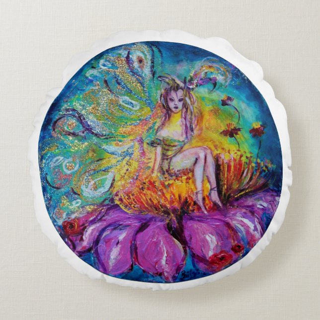 FLOWER FAIRY IN THE NIGHT ROUND CUSHION (Front)