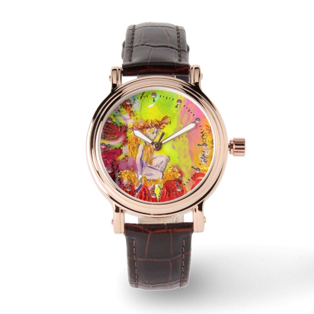 FLOWER FAIRY OF DAWN Red Yellow Fantasy Watch (Front)