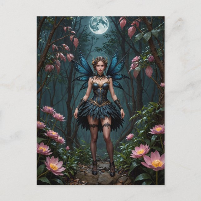 Flower Fairy on a Full Moon Night Postcard (Front)