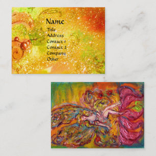 FLOWER FAIRY ON THE PINK IRIS Fantasy Gold Yellow Business Card