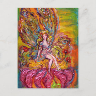 FLOWER FAIRY ON THE PINK IRIS fantasy Postcard