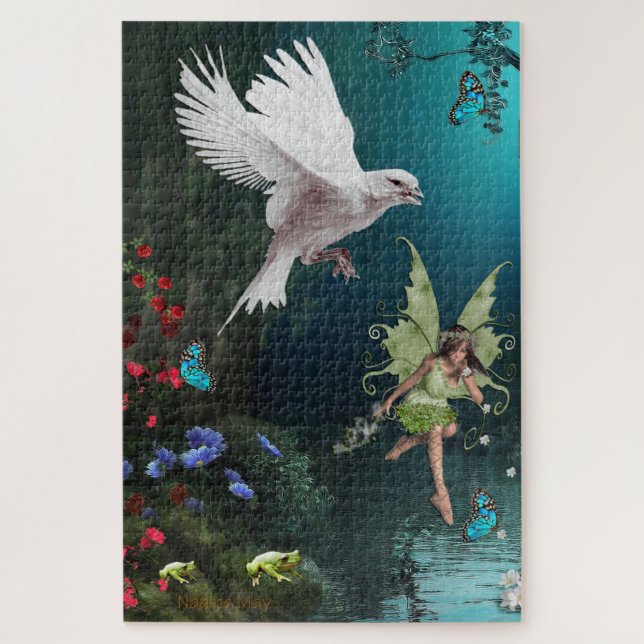 Flower Fairy Pond Jigsaw Puzzle (Vertical)