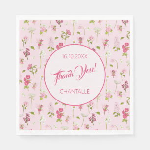 Flower Fairy Thank You Name Date  Napkin