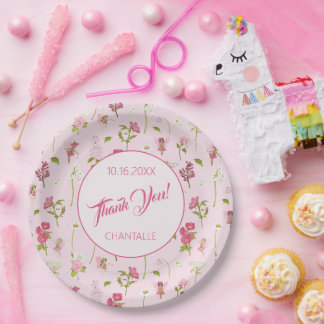 Flower Fairy Thank You Name Date Paper Plate