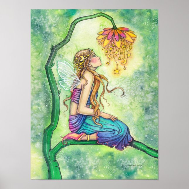 Flower Fairy Watercolor Illustration The Dreamer Poster (Front)