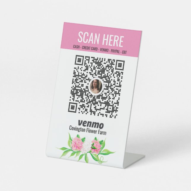 Flower Farm QR Code Pay Pedestal Sign (Front)