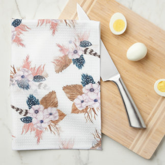 Flower & Feather Boho Geometric Kitchen towels