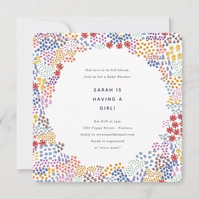 Flower Field Baby Shower Invitation (Front)