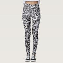 Flower Field Black and White Leggings