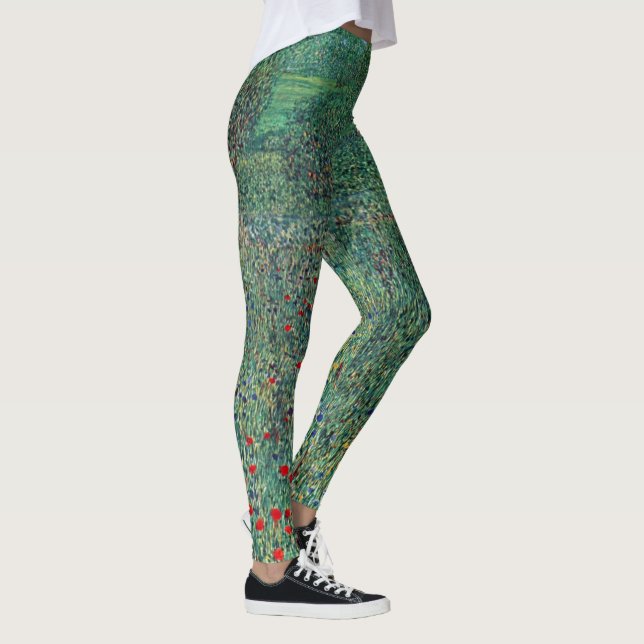 Flower Field in Litzlberg Klimt, Vintage Landscape Leggings (Right)