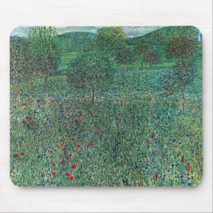 Flower Field in Litzlberg Klimt, Vintage Landscape Mouse Pad